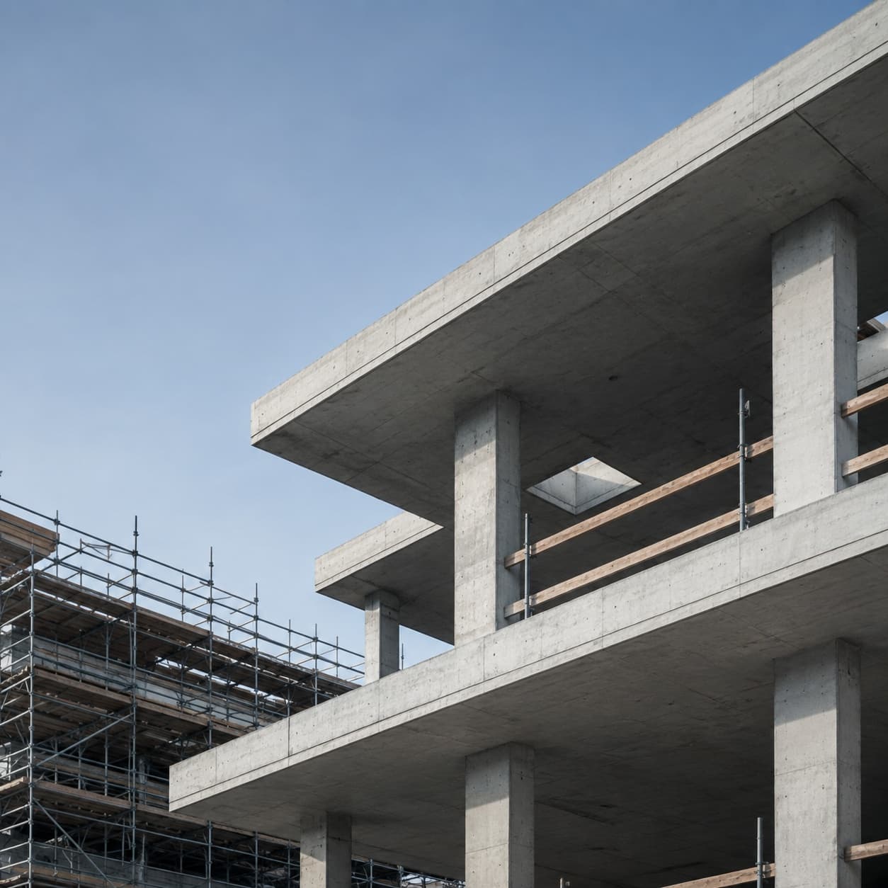 Obra residencial em fase de estrutura